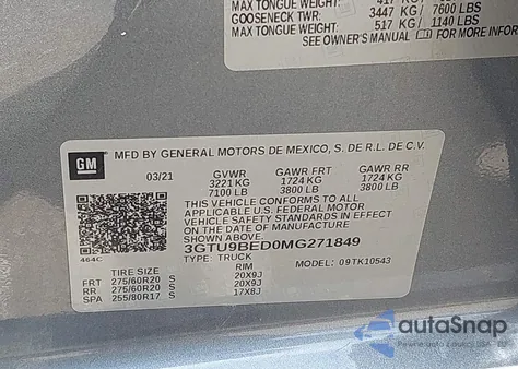 2021 GMC Sierra 1500 4Wd Short Box Sle from USA, damaged, VIN 3GTU9BED0MG271849